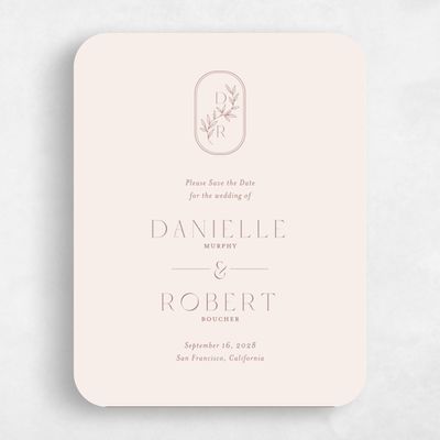 Beige Rounded Wedding Save the Date - Copan Portrait