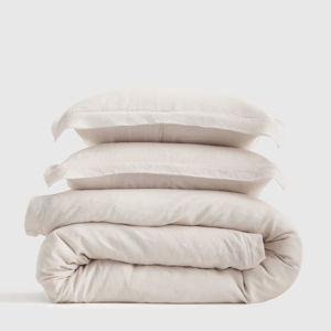 European Linen Double Flange Duvet Cover Set
