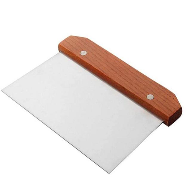 WOIWO 1PCS Stainless Steel Intestinal Powder Scraper Cutting Knife Flour Scraper With Wooden Handle for Baking Special Board Tool