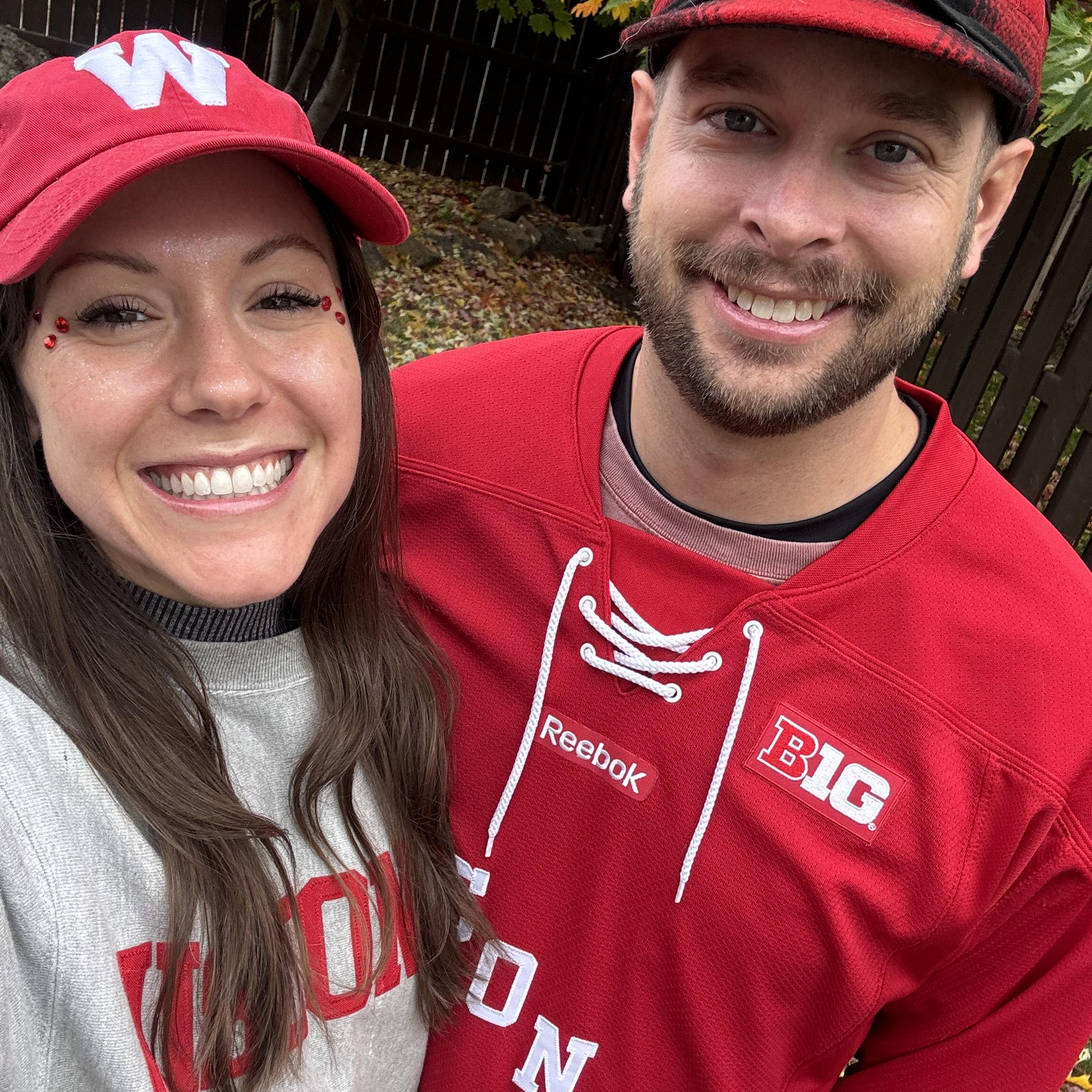 Getting ready to go to a (very wet) Badgers game in Eugene!