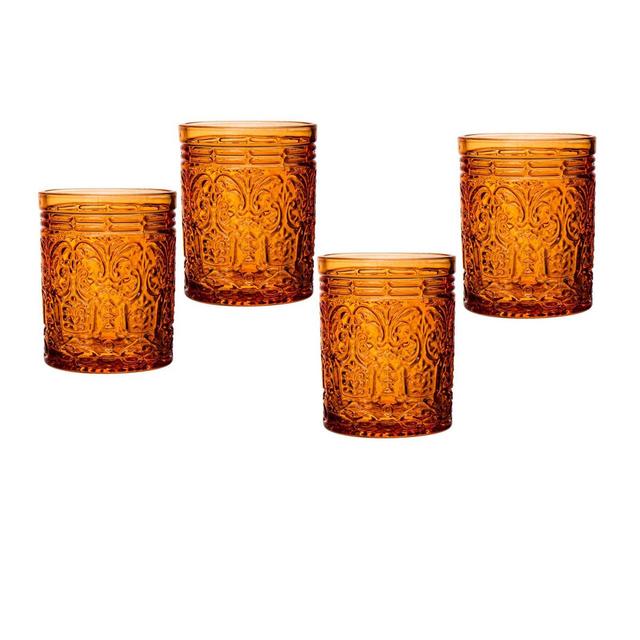 11oz 4pk Crystal Jax Double Old-Fashion Glasses Orange - Godinger Silver