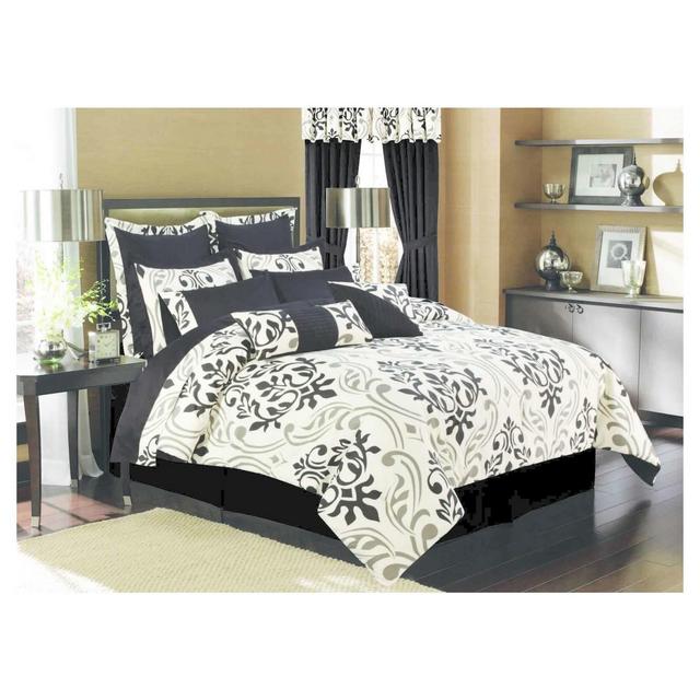 Prague 300tc Cotton Sateen Bed in a Bag with Deep Pocket Sheet Set (King 12pc - Tribeca Living