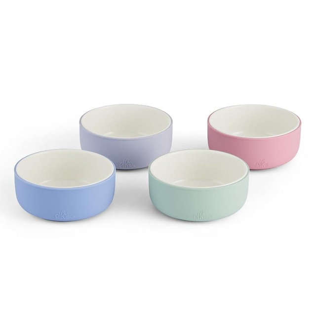Elk and Friends Kids Porcelain Bowls with Silicone Sleeve | Kids/Toddler/Baby Feeding | Microwave & Dishwasher Safe | Non slip | Cereal/Soup/Snack Dishes & Dinnerware