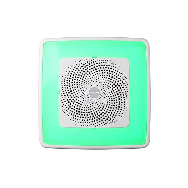 Broan-NuTone SPK110RGBL ChromaComfort Bathroom Exhaust Fan with Sensonic Bluetooth Speaker and LED Light, White