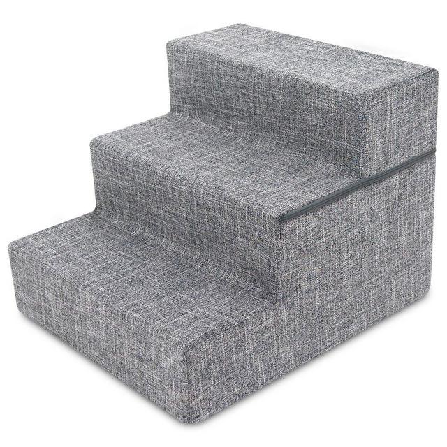 Pet Stairs/Steps, 21 x 16 x 16.5-Inch, Gray Linen
