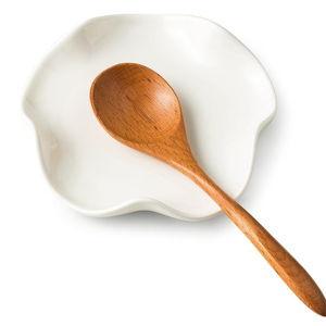 Cute Spoon Rest for Stove Top, Ceramic Spoon Holder for Kitchen Counter, 5.3 Inches Coffee Spoon Holder Utensil Rest for Cooking Housewarming Wedding, White