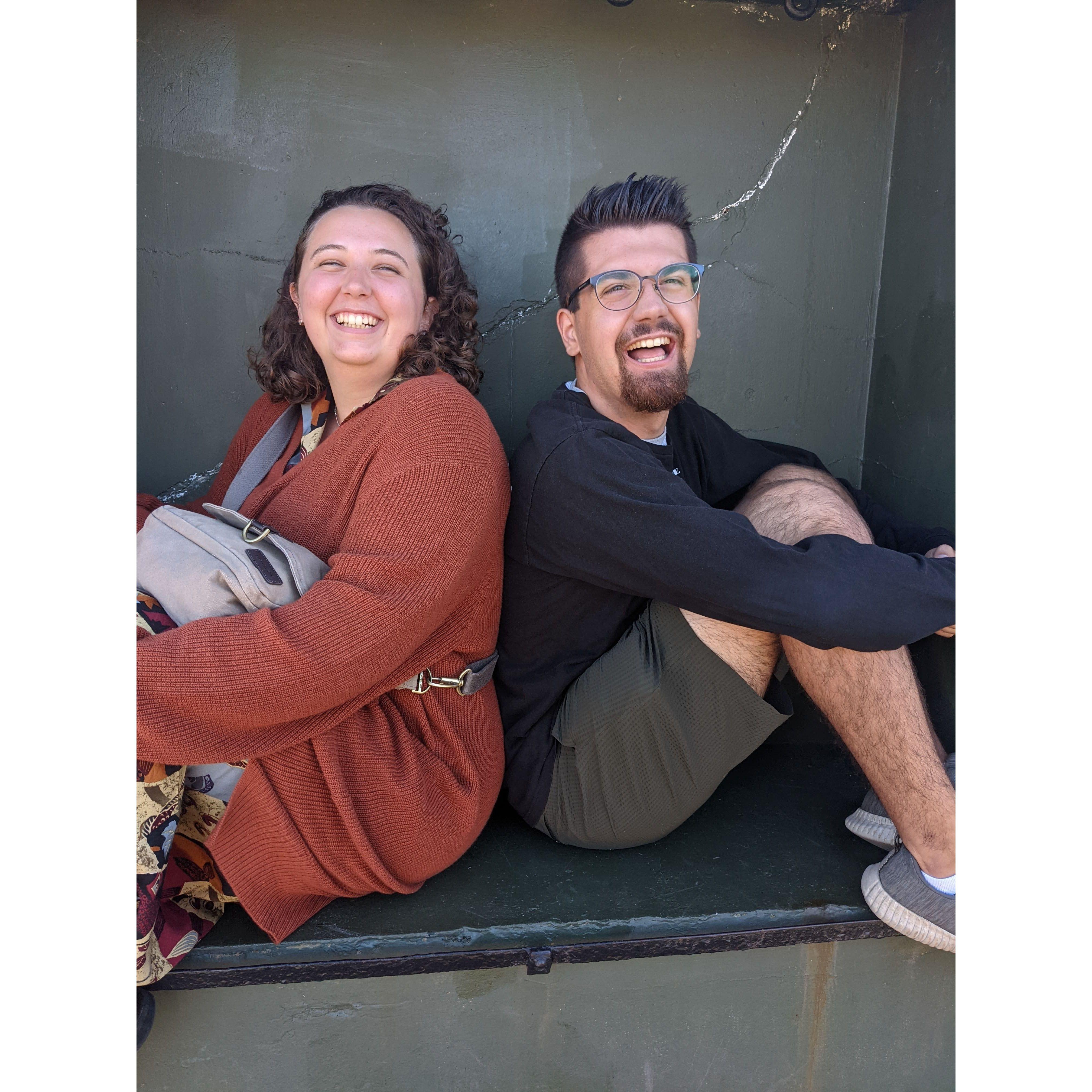 Fourth of July weekend 2021, our dear friends Becca and Kjersten (from Emmaus) visited us in the North Puget Sound. We showed them around our favorite places - here we are at Fort Casey on Whidbey Island. It was on this trip that I first told Ellie that I liked her. 07/03/21