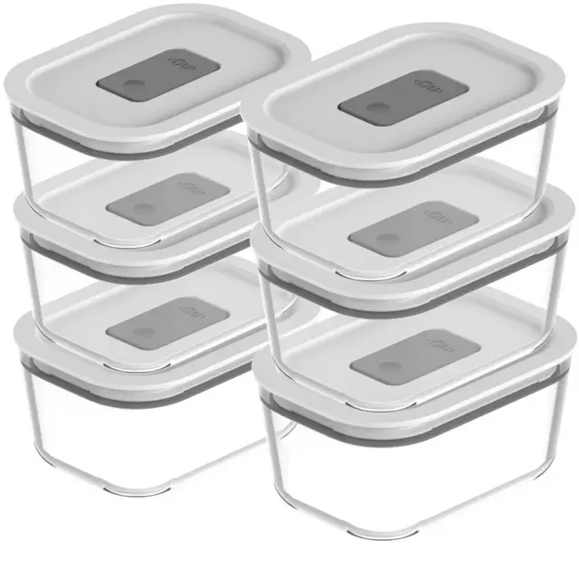 OU Glass Food Storage Container Set 12pc Microwave, Freezer & Dishwasher Safe, Airtight Leak Proof Lid with Microwave Valve, Stackable