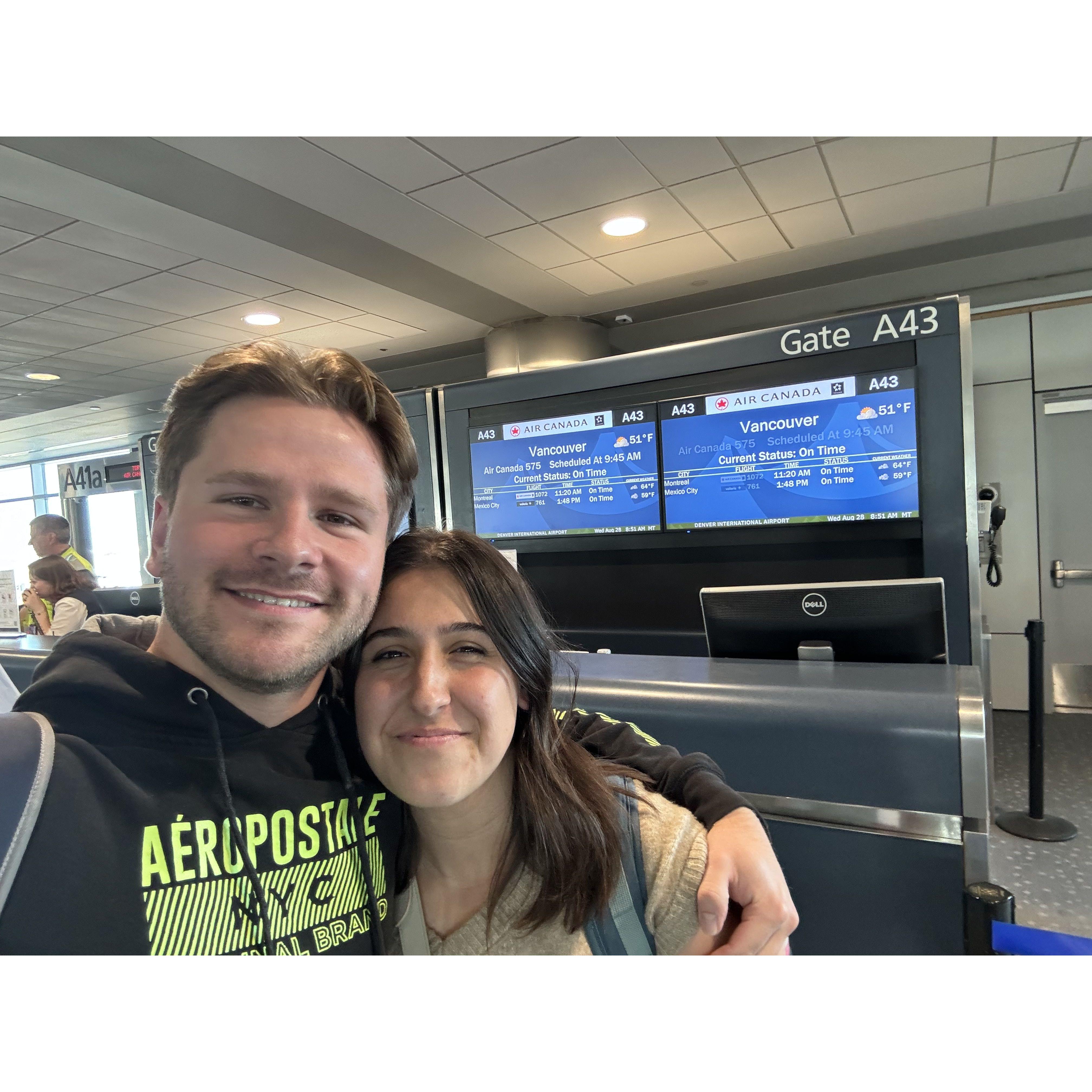 First flight together! Little scared to meet the Plett family :)