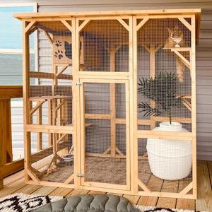Euretta Indoor/Outdoor Large Waterproof Cat Playpen - Natural