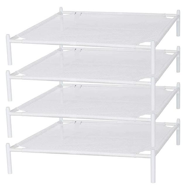 STORAGE MANIAC Sweater Drying Rack, Mesh Clothes Drying Rack, Stackable Laundry Drying Rack, Lay Flat Dryer for Delicates, Portable Dry Rack for Indoor or Outdoor, White, 4-Pack