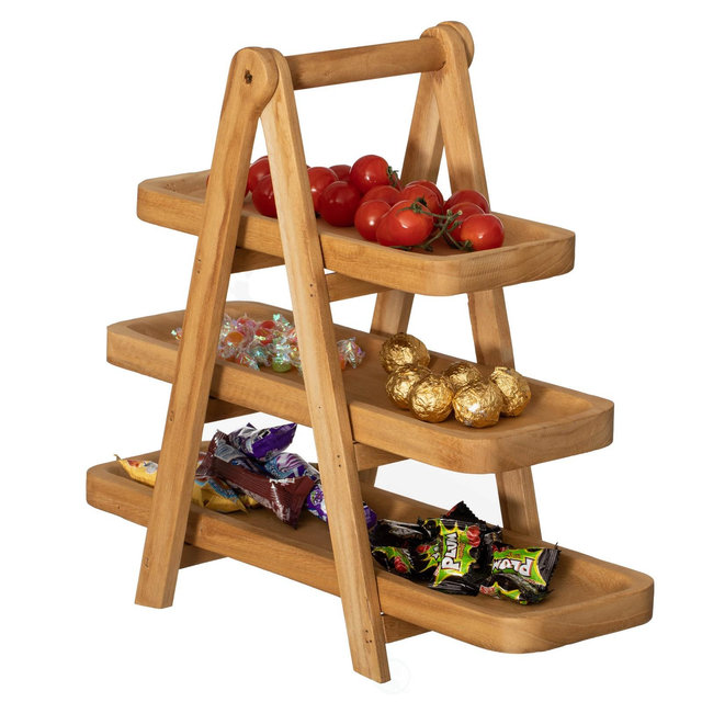 Vintiquewise 3-Tier Wooden Tray Farmhouse Inspired Cupcake Stand Dessert Platter Pastry Holder Appetizer Display