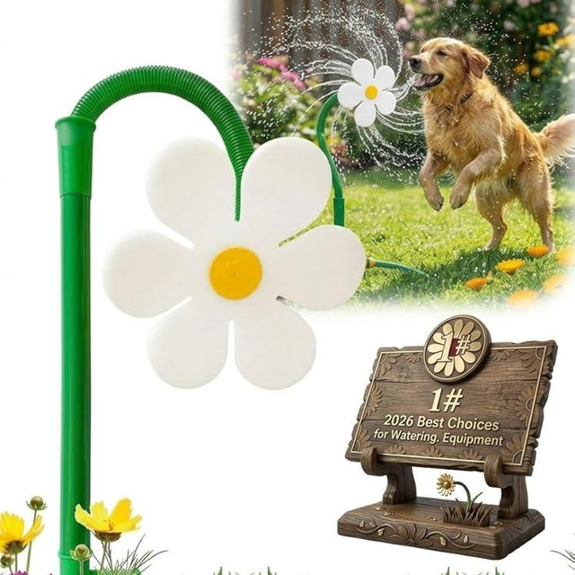 Crazy Daisy Sprinkler Dog Flower Fun Water Sunflower Toy Dazy for Yard & Kids Dancing Hose Play Chain Lawn Garden 2026 Upgrade Daisies 360° Rotating Swinging Funny Small Nails Outdoor (White)