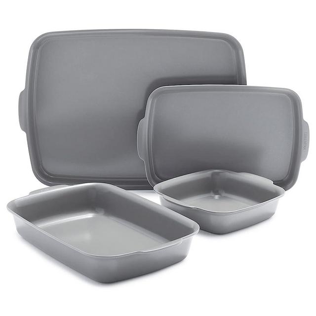 GreenPan Premiere Ovenware Healthy Ceramic Nonstick 4-Piece Warp-Free Bakeware Set, Rectangular and Square Baking Pan, Quarter/Half Sheet, Oven & Broiler safe to 600F, Dishwasher Safe, PFAS-Free, Gray