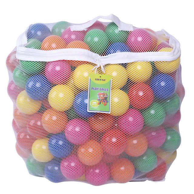 Click N' Play Ball Pit Balls for Kids, Plastic Refill Balls, 200 Pack, Phthalate and BPA Free, Includes a Reusable Storage Bag with Zipper, Great Gift for Toddlers and Kids