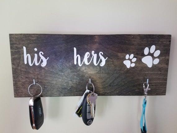 Dog Leash Holder|Key Hanger|Dog Leash and Key Holder|Funny Pet Decor|Key Leash|His Hers Dogs|Leash Key Hanger|Pet Lover Decor|Dog Owner Gift