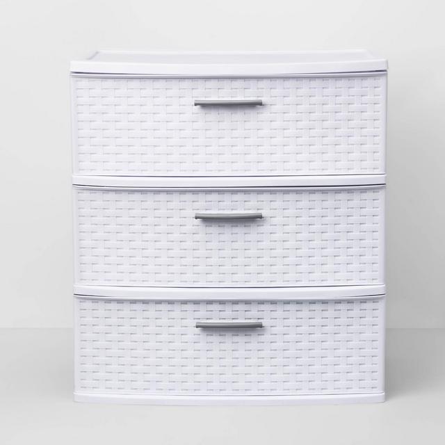 3 Drawer Wide Weave Tower White - Room Essentials™