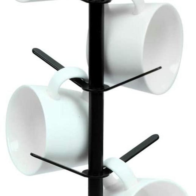 Drying Storage Rack Holder Home Storage Mug Hooks Multipurpose Display Stand Metal Tree Shape Mug Coffee Cups Stand with 8 Hooks-Walnut Base