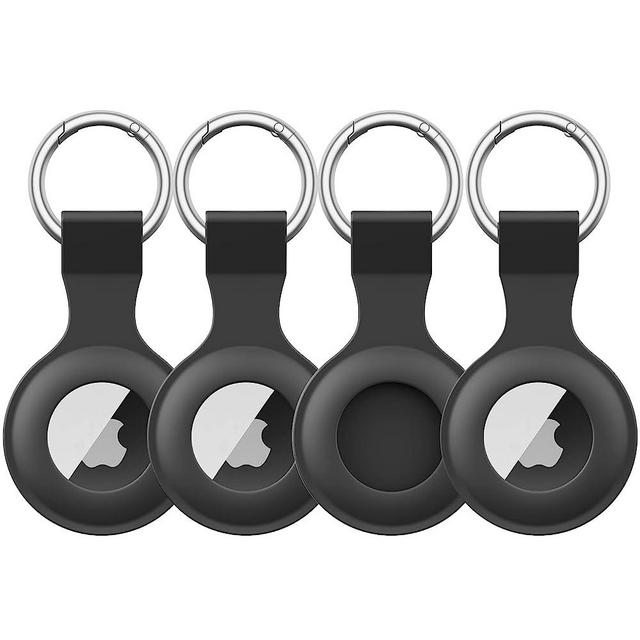 [4 Pack] AirTag Case for Apple AirTag, Anti-Lost AirTags Holder, AirTag Keychain with Key Ring, Anti-Scratch Protective Cover for Apple AirTags Case Accessories (Black+Black+Black+Black)