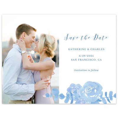 Blue Bordered Wedding Digital Save the Date - Clemson Photo