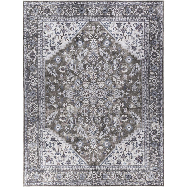 Nourison New Concept Washables 9'2" x 12' Olive Ivory Vintage Indoor Non-Slip Flatweave Rug