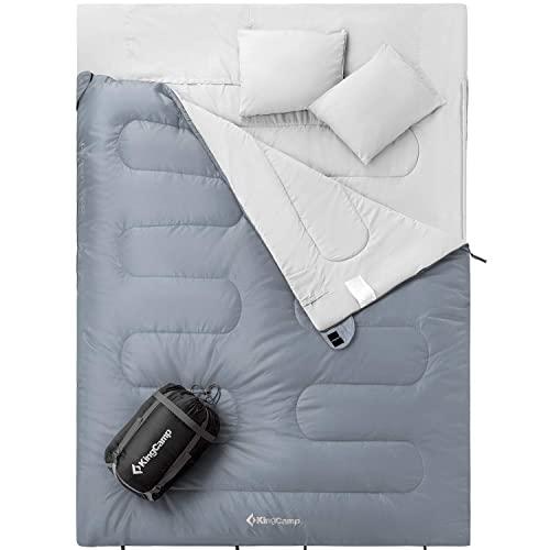 KingCamp Camping Sleeping Bag for Adults Youth 3 Season Lightweight, Waterproof, Cotton Sleeping Bag, Double and Single Size-6 Colors for Hiking, Outdoor Activities