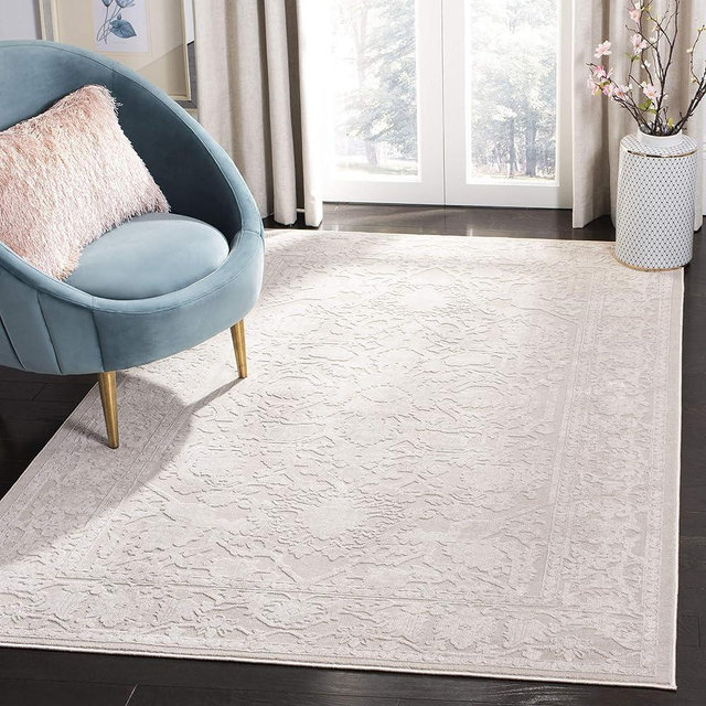 SAFAVIEH Reflection Collection Area Rug - 10' x 14', Creme & Ivory, Boho Tribal Distressed Design, Non-Shedding & Easy Care, Ideal for High Traffic Areas in Living Room, Bedroom (RFT665D)
