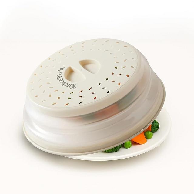 KitchenPick Microwave Splatter Cover for Food Large, microwave cover, Microwave Plate & Dish Cover with Handle, microwave lid cover for food, plate covers for food, microwave accessories (white)