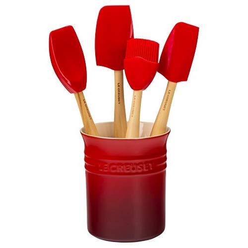 Le Creuset JS450-67 Craft Series Utensil Set with Crock, 5-Piece, Cerise