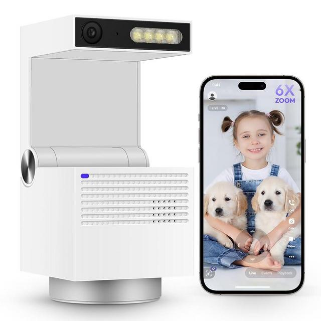 psync Genie S 2.7K HD Indoor Security Camera with 6X Zoom, 2-Way Audio, Privacy Protection, Motion Tracking for Baby & Pet, 350° Pan & 135° Tilt, 32GB Local Storage, Compatible with Alexa