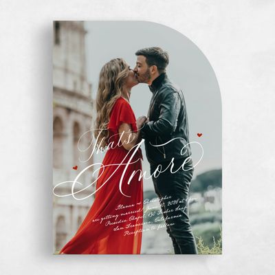 White Half arch Wedding Invitation - Estate Photo