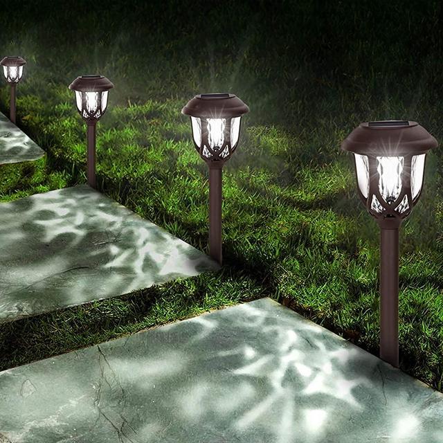 Solar Lights Outdoor Decorative,10 Packs Solar Pathway Lights,Powered Landscape Lighting,Waterproof Solar Powered Garden Yard Lights for Walkway Sidewalk Driveway-Cool White
