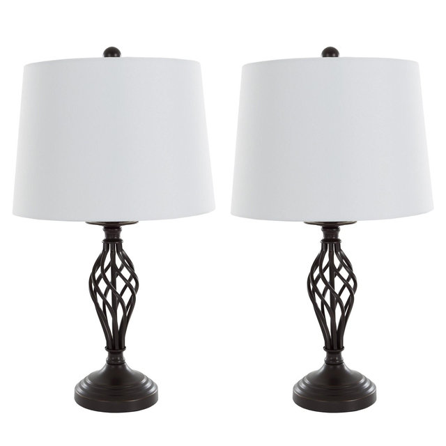 Table Lamps Spiral Cage Design Set of 2 (Includes Energy Efficient Light Bulb)- Yorkshire Home