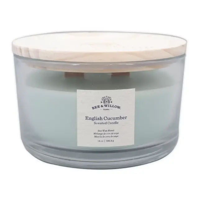 Bee & Willow™ Home English Cucumber 14 oz. Wood-Wick Glass Candle