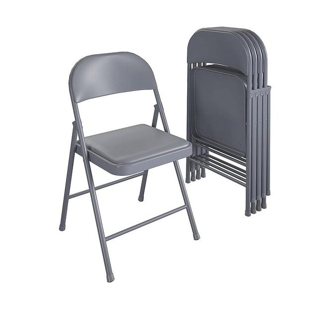 COSCO SmartFold Vinyl Folding Chair, 4-Pack, Grey