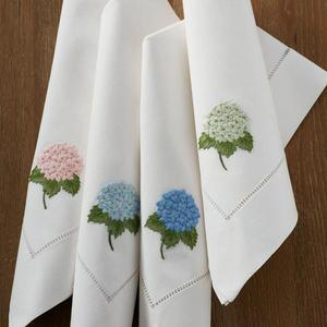 Hand-Embroidered Hydrangea Napkins
