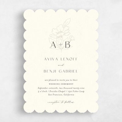 Beige Scalloped Wedding Invitation - Oriabel Classic