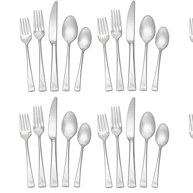 Mikasa Lucia 20 Piece Flatware Set, 18/10 Stainless Steel Silverware, Service for 4, Modern Design, Rust Resistant, Dishwasher Safe (Pack of 2)