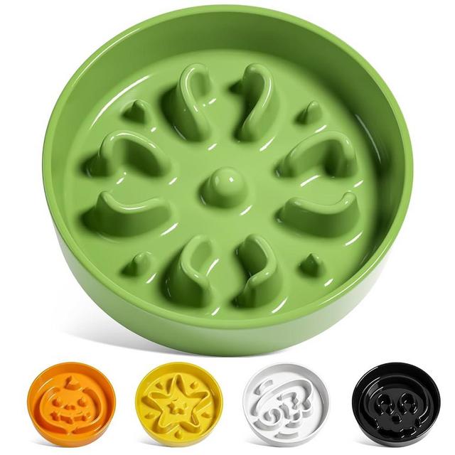 LE TAUCI Ceramic Slow Feeder Dog Bowls Small Breed, 0.6 Cups Dog Food Dish for Fast Eaters, Puzzle Bowl for Small Dogs and Cats,Green