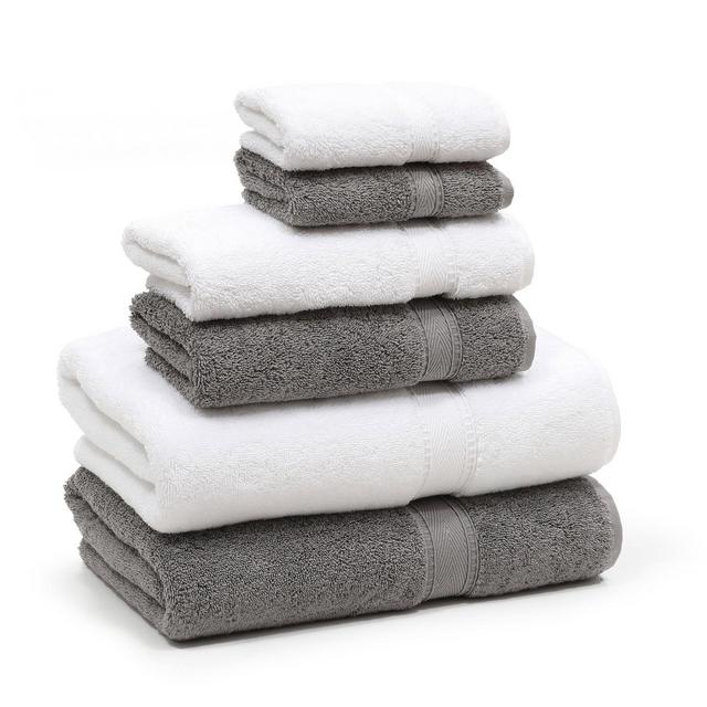 6pc Sinemis Turkish Bath Towel Set Dark Gray/White - Linum Home Textiles