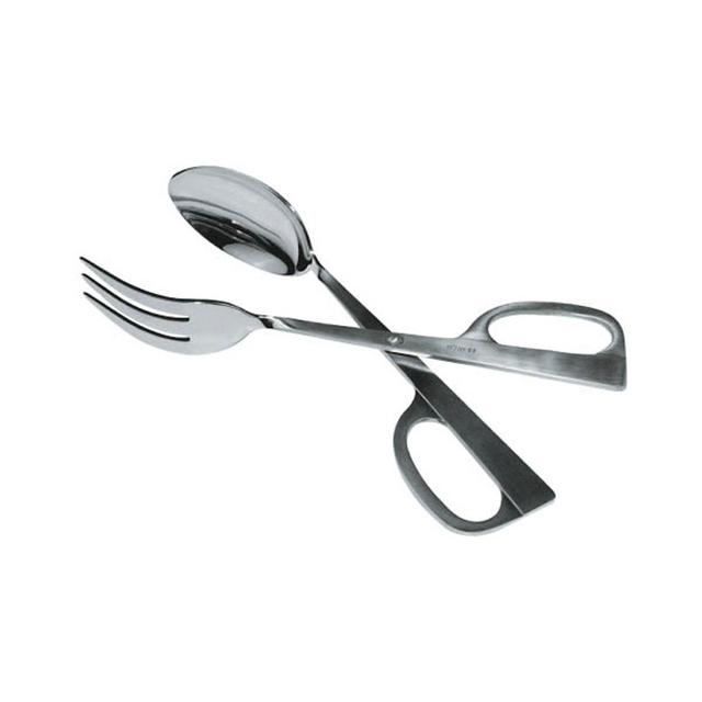 Winco Salad Tongs, Fork and Spoon, Satin Finish Stainless Steel, 10?