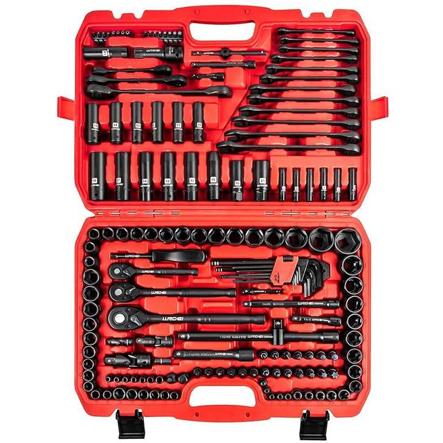 LLNDEI 160-Piece Mechanics Tool Set, Metric Socket Set 1/2 1/4 3/8 inch Drive Professional Tool Kit, CR-V Deep & Shallow Kit with Quick Release Ratchet