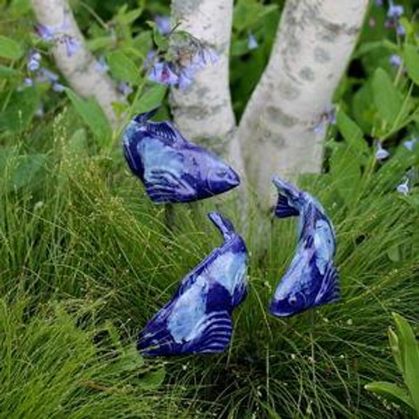 Set of 3 Cobalt Koi Garden Art (Medium) - Etsy