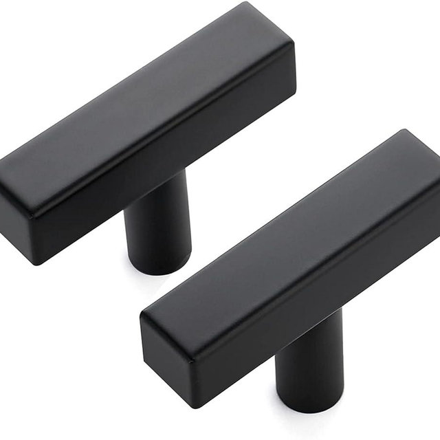 Ravinte 15 Pack Black Square Bar Cabinet Knobs 2 Inch Square Cabinet Pulls Matte Black Single Hole Kitchen Cabinet Handles