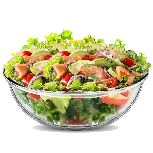 6.5 Quart Large Glass Mixing Bowl-Clear Large Salad Bowls Glass Big Mixing Bowls for Kitchen Salad Bread Storage, Dishwasher, Freezer