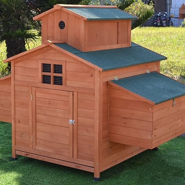 Omitree Deluxe Large Wood Chicken Coop Backyard Hen House 6-10 Chickens with 6 Nesting Box
