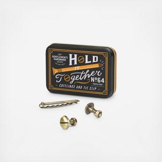 Cuff Links & Tie Clip Set
