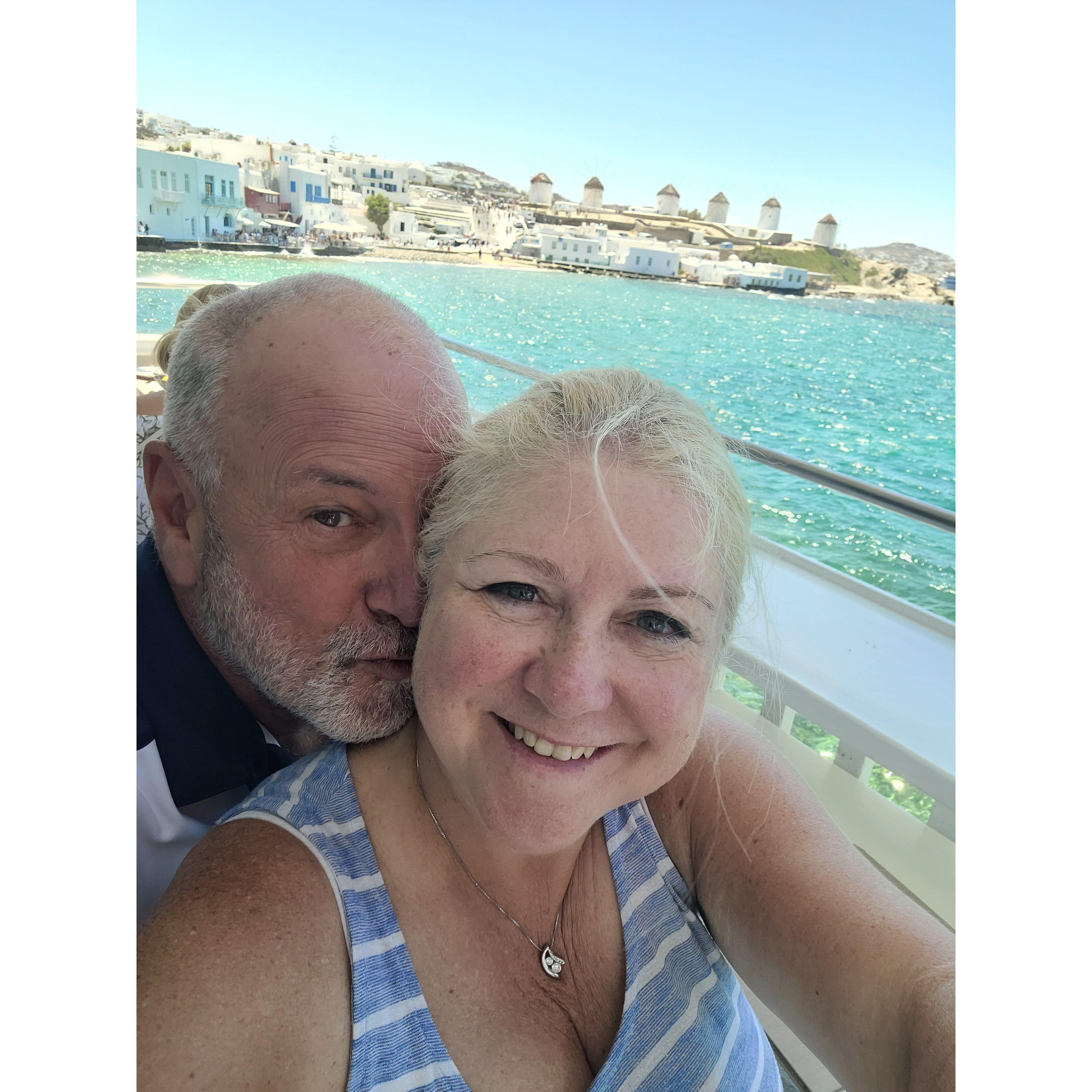 Sweet kisses while on our Mediterranean cruise.