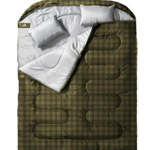 MEREZA Double Sleeping Bag for Adults Mens with Pillow, XL Queen Size Two Person Sleeping Bag for All Season Camping Hiking Backpacking 2 Person Sleeping Bags for Cold Weather & Warm