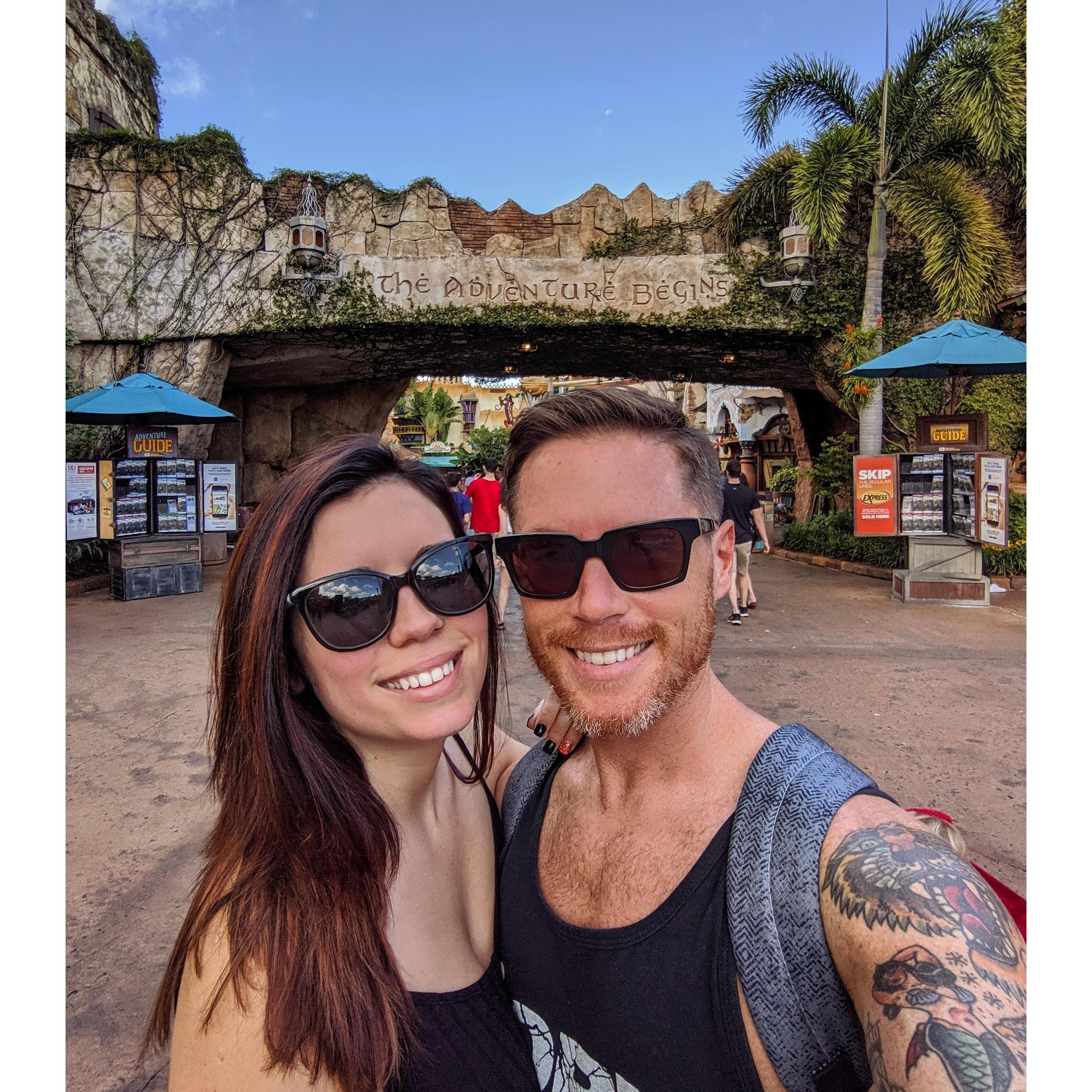Just a few hours before he proposed at Universal Islands of Adventure!